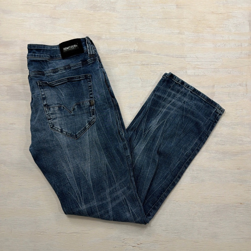 Howitzer Jeans Freedom Tactical 33x32 Whiskered Stretch Blue Denim Mens